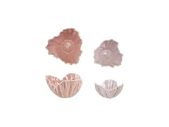 2PC Stoneware Flower-Shaped Bowls Pink and Purple