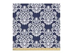 Ambesonne Damask Fabric by The Yard, Abstract Floral