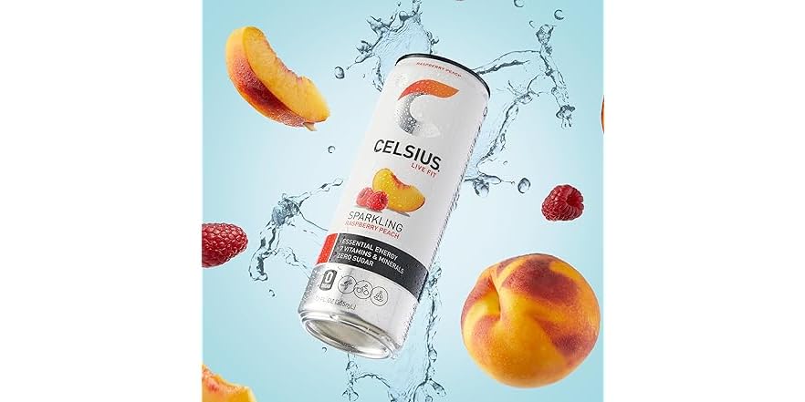 Celsius Energy Raspberry Peach 12PK CELSIUS Sparkling Raspberry Peach, Sugar Free