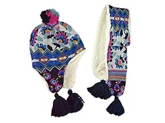 MUK LUKS®Faux Lined Helmet w Scarf, Blue