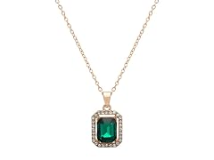 Green Crystal CZ Halo Necklace