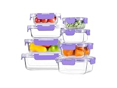 HOMBERKING 8pk Purple Glass Food Containers