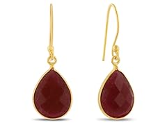 12ct Ruby Pear Shape Earrings In 18K Gold Overlay