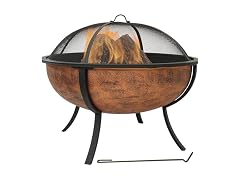 Sunnydaze Round Steel Outdoor Wood-Burning Fire Pit, 32", Copper