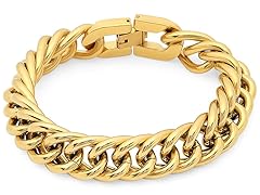 Hang Ten 18k Gold Cuban Chain Bracelet