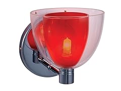 1-Light Red Clear Glass Chrome Wall Sconce