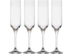 Mikasa Upton Lead-Free Champagne Flute Glasses, Set of 4, 8 Ounce