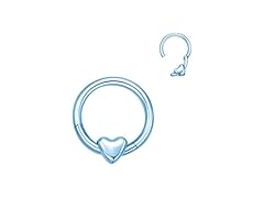 G23 Titanium Heart Nose Ring Ice Blue