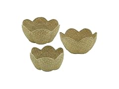 SARO LIFESTYLE Scalloped Seagrass Storage Baskets (Set of 3) 