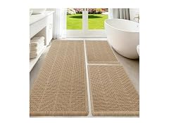 Upgraded Waffle Bath Mat Set 3 Piece