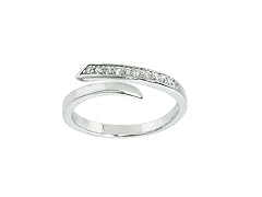 Sterling Silver With Open Ended Midi Ring With CZ Accents