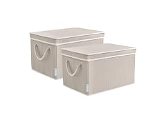 JS HOME Pack of 2 Modern Fabric Storage Bins Clay