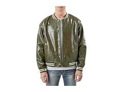 Forever 21  (M) Faux Croc Varsity Bomber Jacket