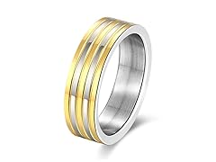 Stainless Steel Gold Lined Ring- Pick Size