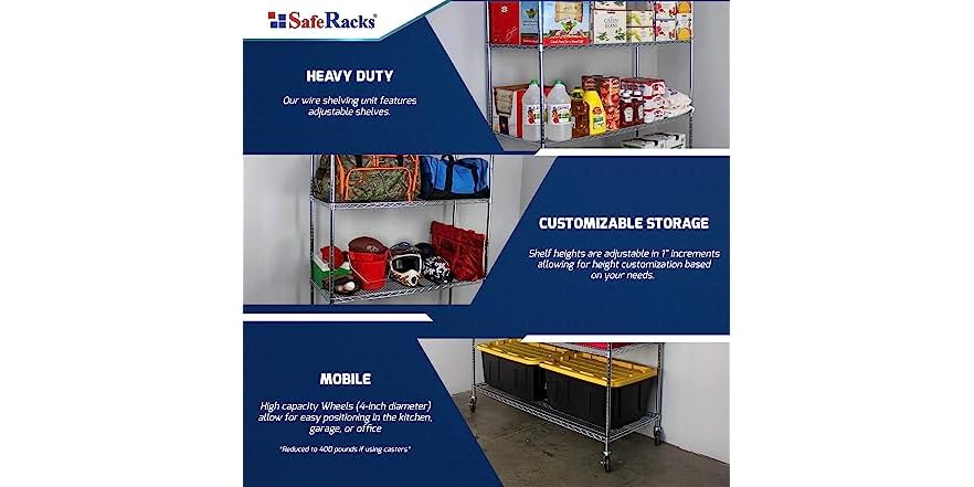 SafeRacks NSF Certified Storage Shelves Pick Size
