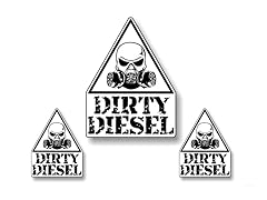  Caution Dirty Diesel Decal 3Pcs White