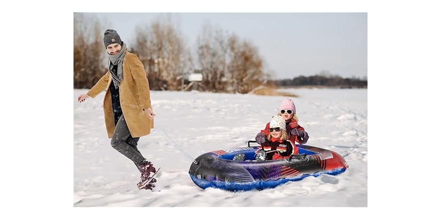 Inflatable Snow Sled, Heavy Duty Snow Tube With Reinforced Handles For