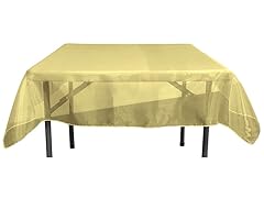 LA Linen Sheer Organza Square Tablecloth, Gold, 90 by 90"