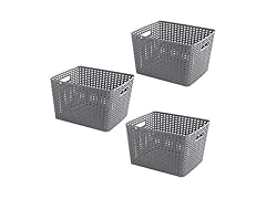 Woven Plastic Storage Baskets 3-Pack