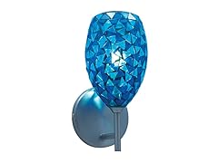 1-Light Blue Mosaic Satin Nickel Wall Sconce