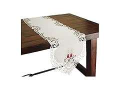 Xia Home Fashions Candle Light Embroidered Collection Cutwork Christmas Table Runner, 15"x54"