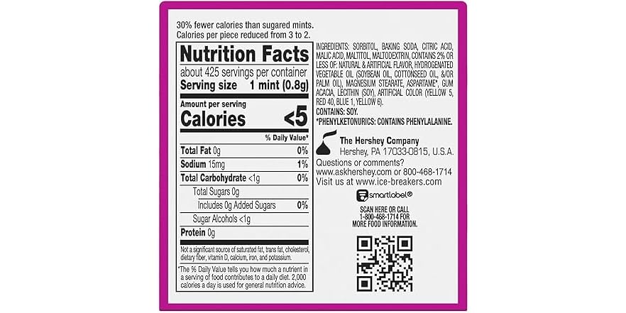 (16 Count) ICE BREAKERS Sparkling Raspberry Lemon Seltzer Breath Mints ...