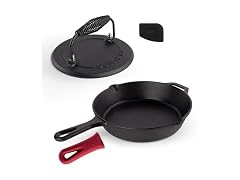 Cuisinel Cast Iron Skillet + Press Set 10"