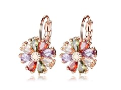 Flower Drop Leverback Earrings