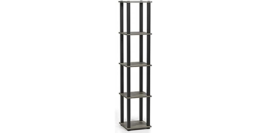 5-Tier Corner Square Rack Display Shelf French Oak Grey/Black