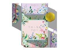 Floral Thank You Cards, Die-Cut Gold