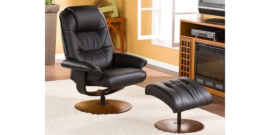 Black Bonded Leather Recliner Ottoman