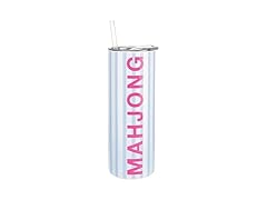 Skinny Travel Tumblers 16-Ounce, Blue White Mahjong