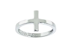 Solid Sterling Silver Cross Midi Ring