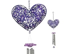 Filigree Heart Wind Chime - Purple