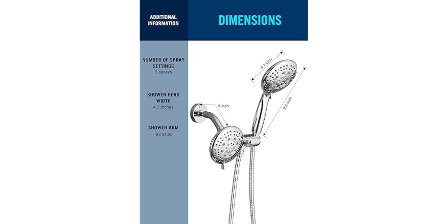 Cobbe 48-Setting High Pressure 3-Way Shower Head Combo