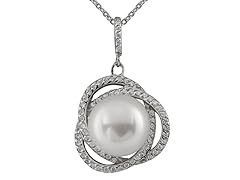 Splendid Pearls Trinity CZ & Pearl Pendant