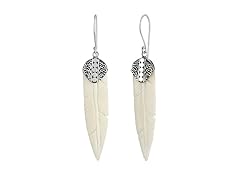 Greg Anthony Bali Genuine White Bone Crafted Feather Earrings