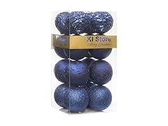 KI Store Large Dark Blue Christmas Balls 4-Inch 16pcs
