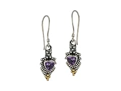 Greg Anthony Bali Genuine Gemstone Trillion Beaded Dangle Earrings