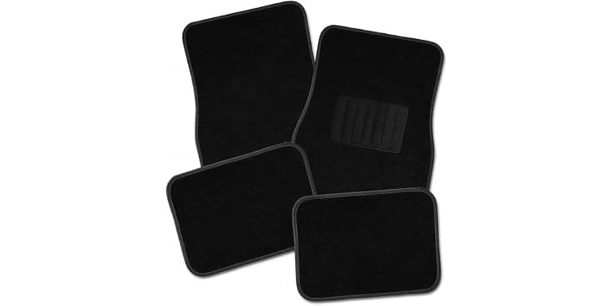 Zone Tech FM0005 4-PC Black Car Carpet Floor Mat Black