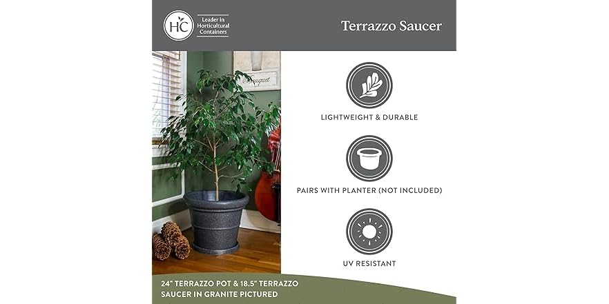 The HC Companies Terrazzo Pflanztopf 2er Set – Extra Groß Rund, 50,8x50,8x41,9 Cm, Wetterfest, Mit Drainage