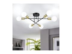 Modern Sputnik Chandelier, 6-Light Farmhouse Semi Flush