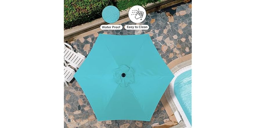 Simple Deluxe 2,7 M Terrassenschirm Ersatzdach – Wasserabweisende & UV-beständige Überdachung Für 8-Rippen-Schirme (nur Schirmdach, Türkis)