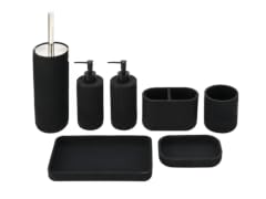 J&V Textiles 7 Piece Bathroom Accessories Set BLACK