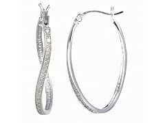 0.25 CT Diamond Hoop Earrings Silver