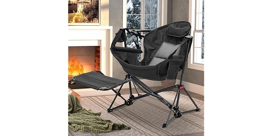 Hammock Rocker Chair Ainfox Hammock Camping Chair with Footrest, Foldable Portable Rocking ...