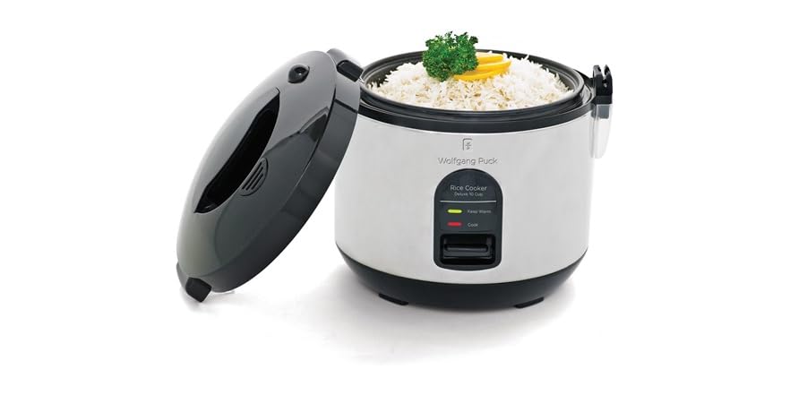Wolfgang Puck 10-Cup Rice Cooker: Silver/Black