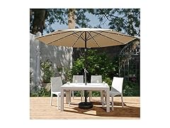 9Ft Outdoor Patio Umbrella w/ Base & LED