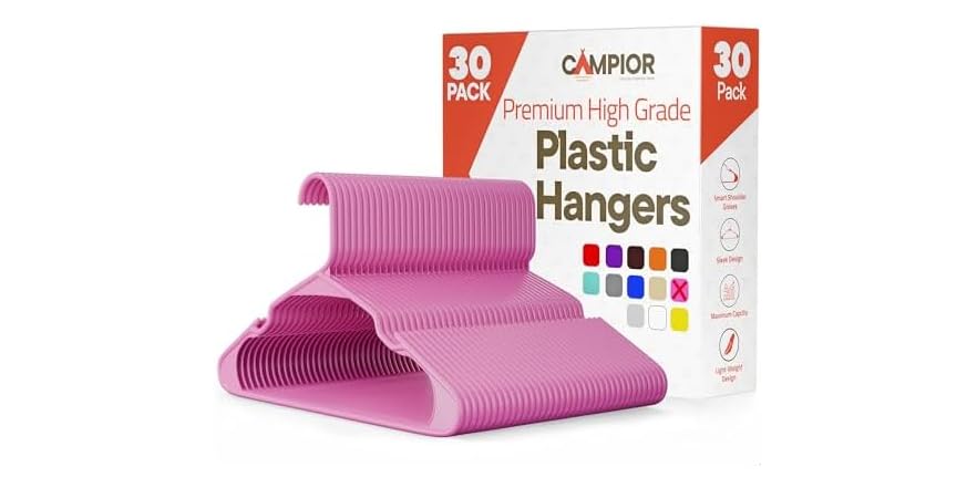 Pink Plastic Hangers 30 Pack