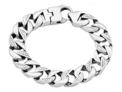 Polished Stainless Steel Pave  Bracelet